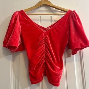 Free people size XS Velour pink/ rose color V neck line front and back.